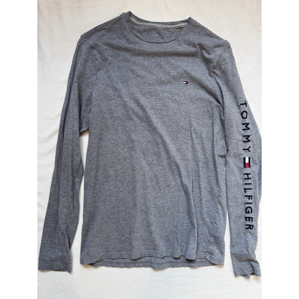 Tommy Hilfiger Men’s Long Sleeve T Shirt Slim Fit XS Gray Embroidered Logo
